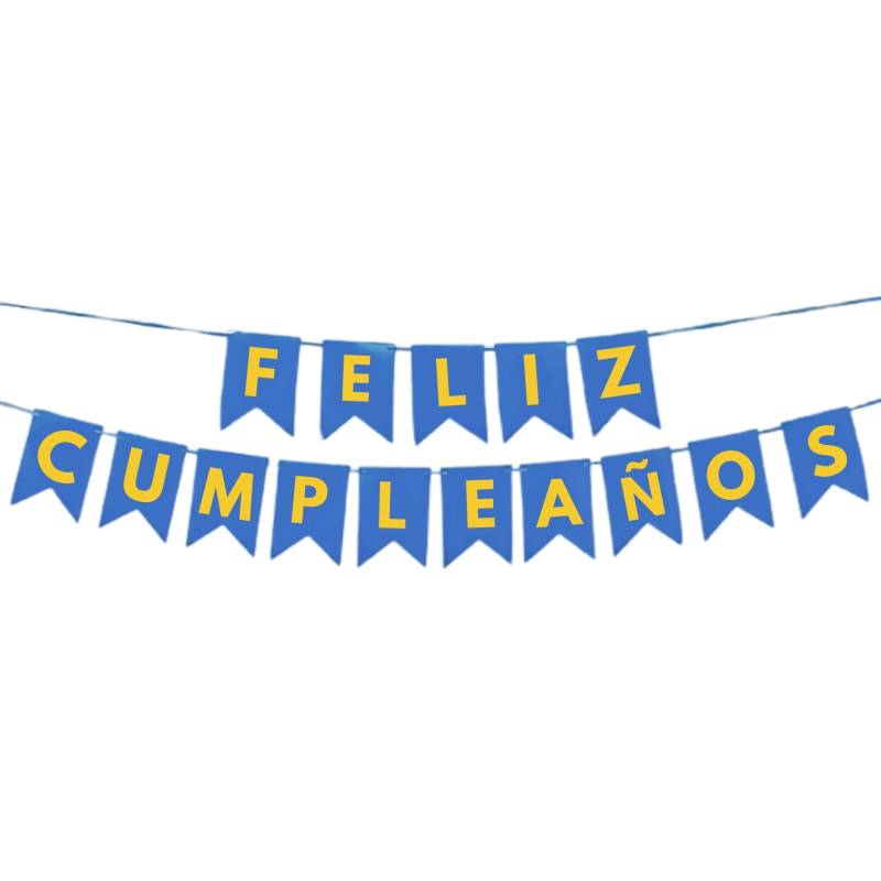 BANDERIN FELIZ CUMPLEAÑOS LISO AZUL